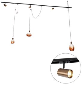 1 fázisú sínrendszer 3 spotlámpával és függőlámpakkal sötét bronz - Cavalux Jeana