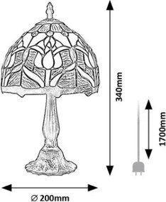 Brilagi - Tiffany vitrázs asztali lámpa LORAS 1xE14/40W/230V
