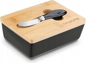 Porcelán vajtartó kés, fekete