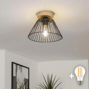 Brilagi - LED felületre szerelhető csillár CERIA WIRE 1xE27/40W/230V Ø 30 cm fekete/tölgy