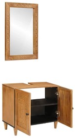 Fürdőszoba bútor szett tárolóval 2 pcs Barna 62 x 33 x 58 cm