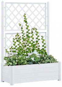 Fehér polipropilén rácsos kerti ültető 100 x 43 x 142 cm