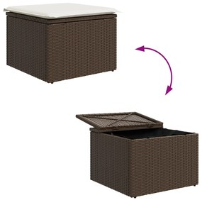4 darabos kerti kanapészett párnákkal barna poli rattan, 2 személyes kerti kanapé tárolóval és párnákkal barna poli rattan