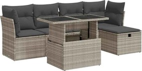 vidaXL 6 részes világosszürke polyrattan kerti ülőgarnitúra párnákkal