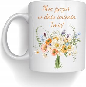 Névnapi bögre virágokkal egy közeli személy számára