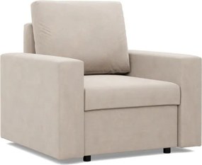 Zeus fotel, egyenes kartámasz, bársony, hab töltet, bézs