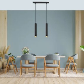 LED Csillár zsinóron TUBA 2xGU10/4,8W/230V fekete/arany