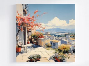 Vászonkép Canvas Tájkép Spanyolország Város Terasz Virágok 80x80