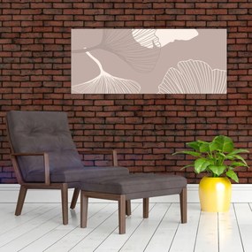 Kép - Bézs színű levelek N⁰1 (120x50 cm)