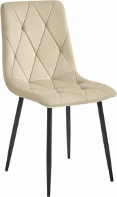 AKCIÓ Világos bézs bársony étkezőszék LIBRA fekete lábakkal II. osztály