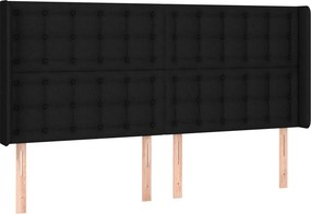 vidaXL fekete szövet fejtámla szárnyakkal 183x16x118/128 cm