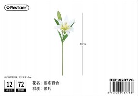 Liliom Művirág Fehér 52cm Dekoráció Kiváló Minőség