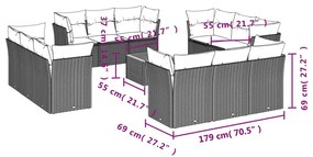 13 részes szürke polyrattan kerti ülőgarnitúra párnákkal