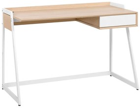 Világos Fa és Fehér Íróasztal 120 x 60 cm QUITO Beliani