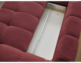 Borvörös zsenília kinyitható-tárolóhelyes sarokkanapé (bal oldali-L alakú) Everest – Bobochic Paris