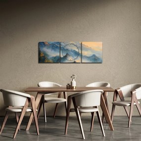 Kép - Festett hegyi táj (órával) (90x30 cm)