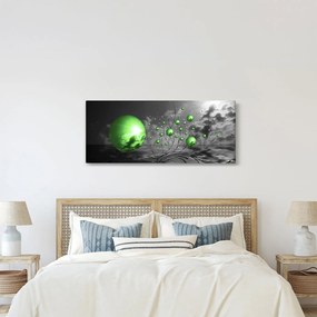 Zöld absztrakt gömbök képe (120x50 cm)