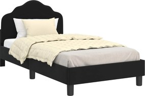 vidaXL Gyerekágy kerettel fejtámlával Fekete 80 x 160 cm Bársony