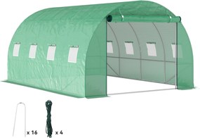 Outsunny Üvegház 300x400x200cm Fóliás Üvegház Paradicsomház Ajtóval, 8 Ablakkal, Galvanizált Acél Fóliás Tunnellal, 170g/m² PE, Stabil Növény Tunnelt,