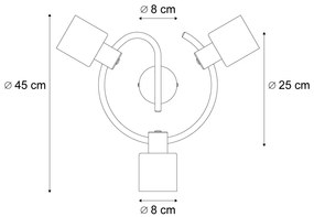 Modern mennyezeti lámpa fekete füstüveg spirállal 3-lámpás - Cilin