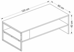 Dohányzóasztal Ejby 42x120x60 cm fehér / fekete [en.casa]