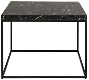 Fekete dohányzóasztal márvány dekoros asztallappal 60x60 cm Barossa – Actona