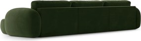Zöld bársony kinyitható-tárolóhelyes (U alakú) sarokkanapé Tonale – Cosmopolitan Design