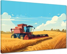 Vászonkép 70x50 Kombájn a gabona kaszálása közben