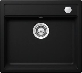Schock Mono N-100 konyhai mosogatótálca Cristadur Puro 570 x 510 mm lefolyó távműködtetővel, gránit, hagyományos beépítés, intenzív fekete
