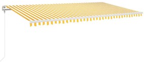 sárga-fehér szélérzékelős és LED-es napellenző 600 x 350 cm