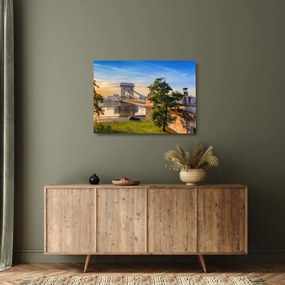 Kép - Híd a folyón, Budapest, Magyarország (üvegen) (70x50 cm)