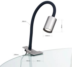 Orion Str 10-489- LED Rugalmas asztali lámpa klipsszel KURT LED/5W/230V ezüst