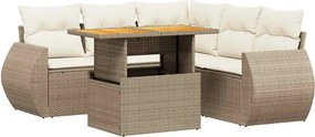 vidaXL 6 részes bézs polyrattan kerti ülőgarnitúra párnával