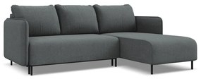 Sötétszürke kinyitható-tárolóhelyes sarokkanapé (jobb oldali) Luana – Makamii