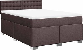 vidaXL sötétbarna szövet rugós ágy matraccal 140 x 190 cm
