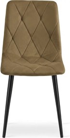 Barna bársony szék LIBRA OLIVE BROWN fekete lábakkal