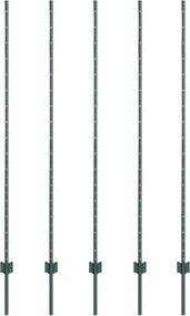 vidaXL Kerítésoszlop 5 pcs Zöld 150 cm Acél
