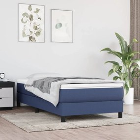 Kék szövet rugós ágy matraccal 100 x 200 cm
