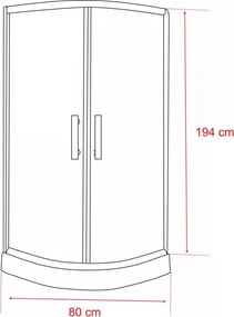 Spirit BAMBOO 80x80x194 cm íves zuhanykabin, erősített akril zuhanytálcával
