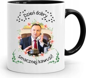 Andrzej Duda Elnök Fekete Bögre Ajándék fényképes nyomtatással