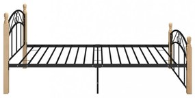 fekete fém és tömör tölgyfa ágykeret 120 x 200 cm