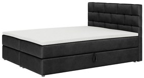 Franciaágy  Boxspring 140x200 cm Waller (ágyráccsal és matraccal) (fekete). 1007716