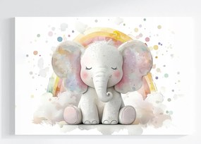 Vászonkép Canvas Színes Elefánt Szivárvány Felhők Álom Mese 120x80