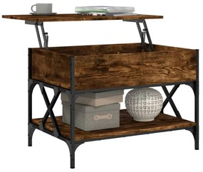 vidaXL füstös tölgy szerelt fa és fém dohányzóasztal 70 x 50 x 50 cm