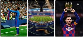 Leo Messi Fc Barcelona falikép triptichon nappaliba 40x90 cm