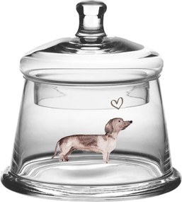 Dachshund Love tacskó mintás üvegdoboz 12x13 cm