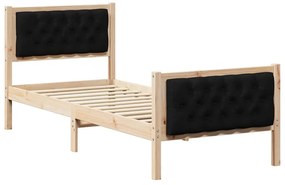 Ágykeret fejtámlával Fekete 75 x 190 cm Tömör fenyőfa