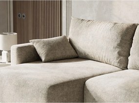 Bézs zsenília kinyitható-tárolóhelyes sarokkanapé (bal oldali-heverő résszel) Leon – Maison de Rêve