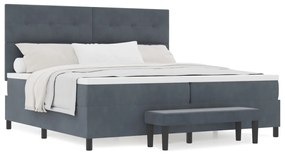 Box Spring ágy matraccal és paddal Sötétszürke 200x200 cm Bársonyos