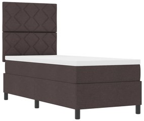 Rugós ágy matraccal és LED világítással sötétbarnában, 80 x 200 cm-es szövet